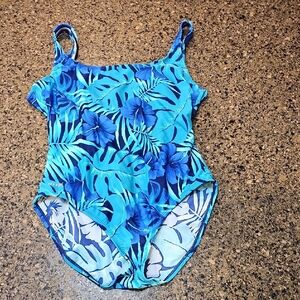 Speedo Blue Tropical Print Women's One Piece
